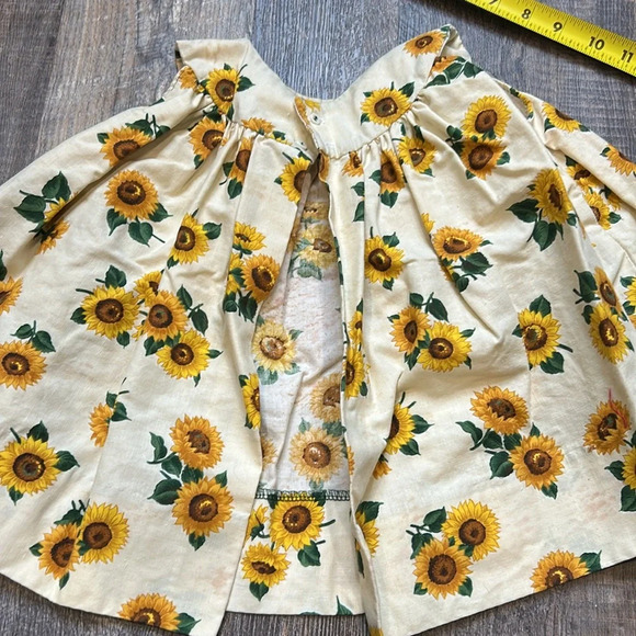 Homemade Baby Yellow Checked Dress with cover one of a kind - Picture 10 of 16